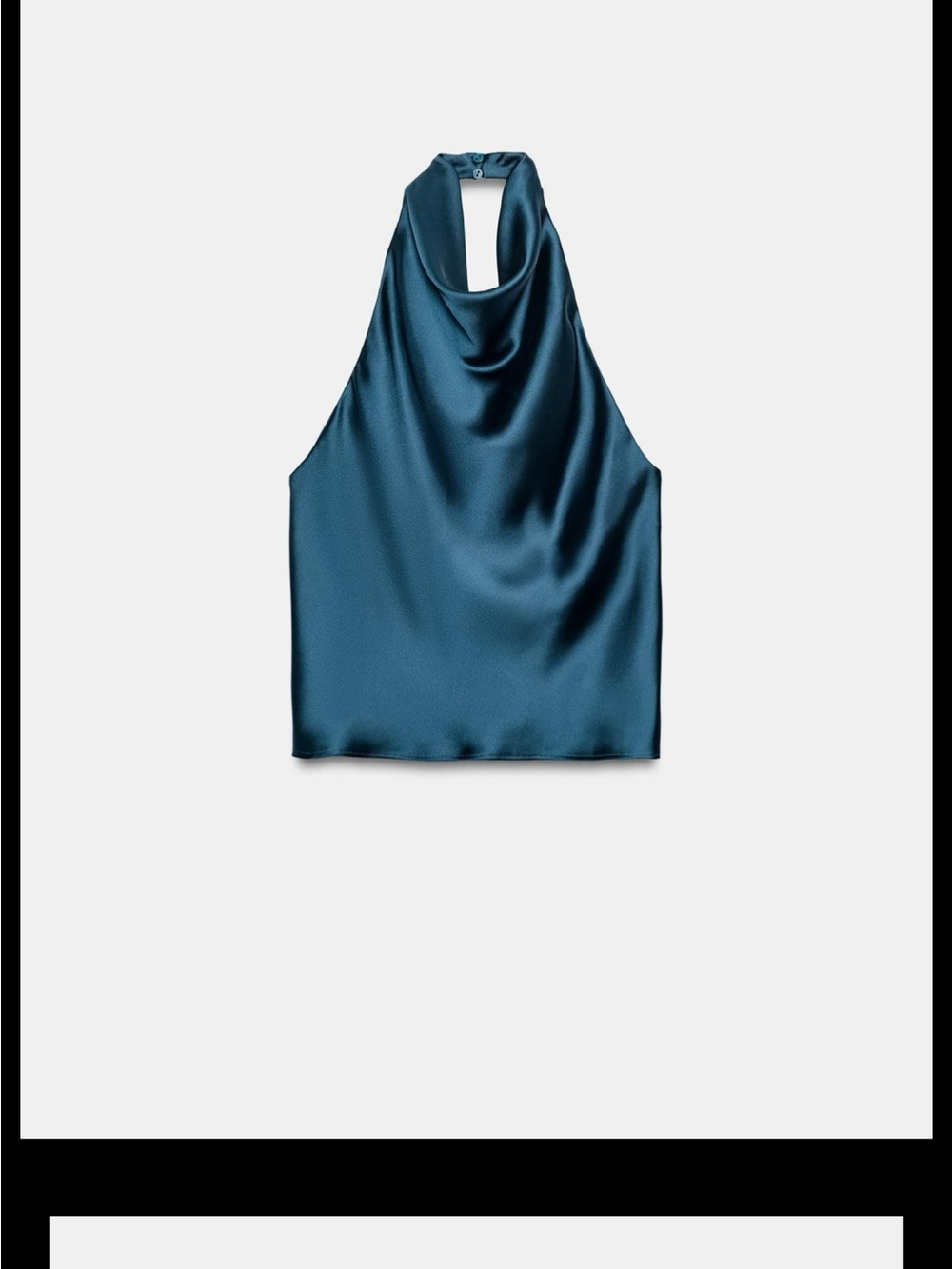 Zara Satin Halter Cowl Neck Top - Teal Blue